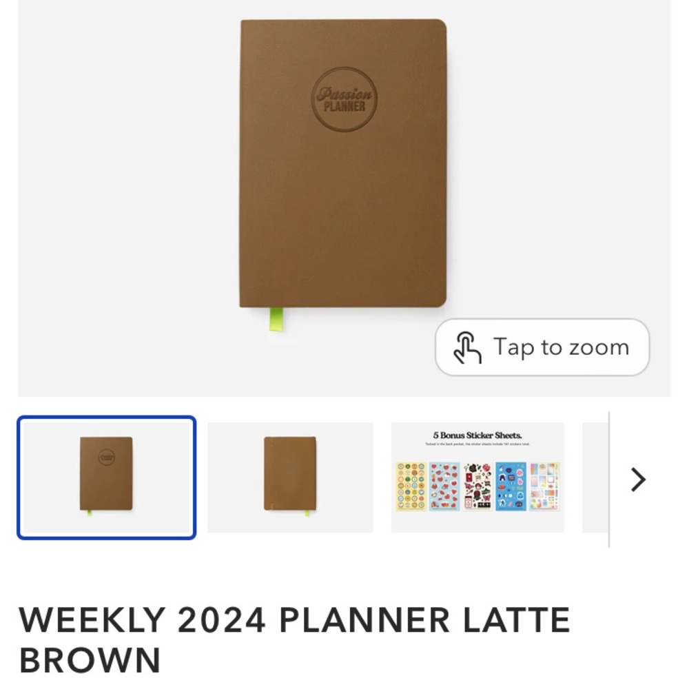NWT 2024 Passion Planner, Medium, Latte Brown